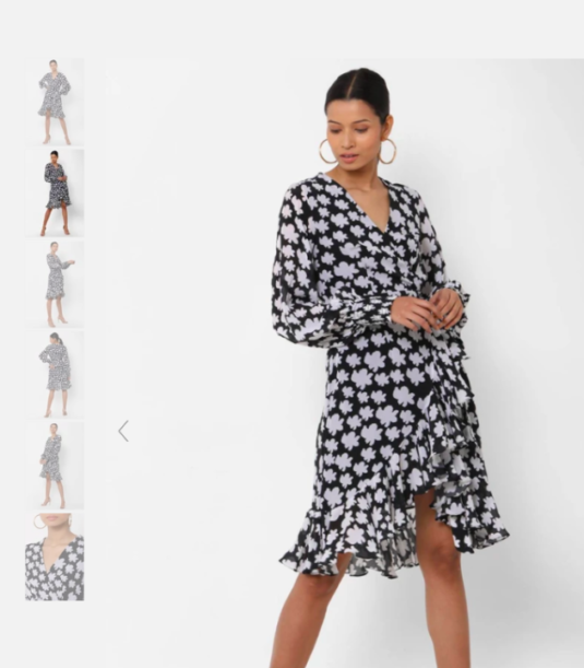 Black and White Ditsy Floral Wrap Dress- From House of Masaba