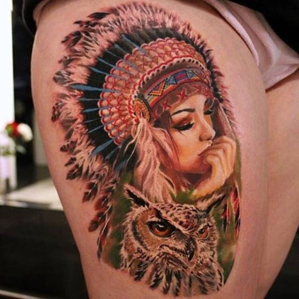 Indian Heads Native American Tattoo