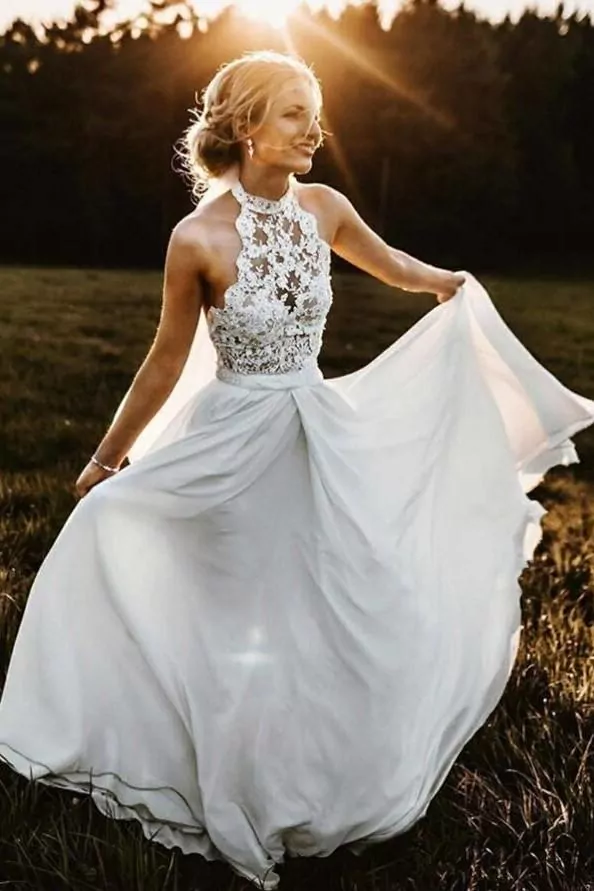 A halter dress for being brides made