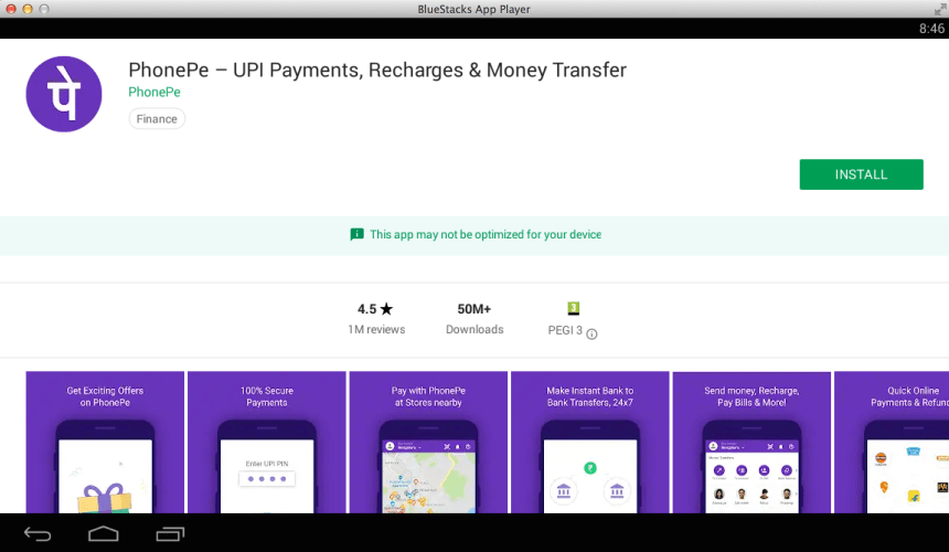 Download PhonePe App on PC using play store 