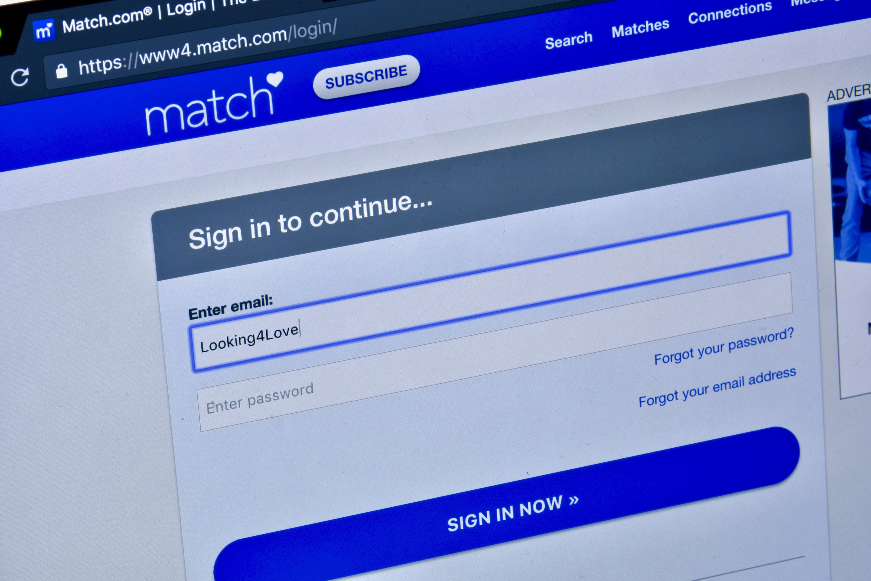 Open your browser and go to match.com. 