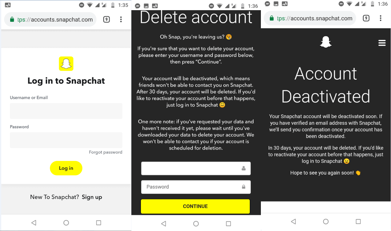 #2 Delete Snapchat Account Using Mobile.