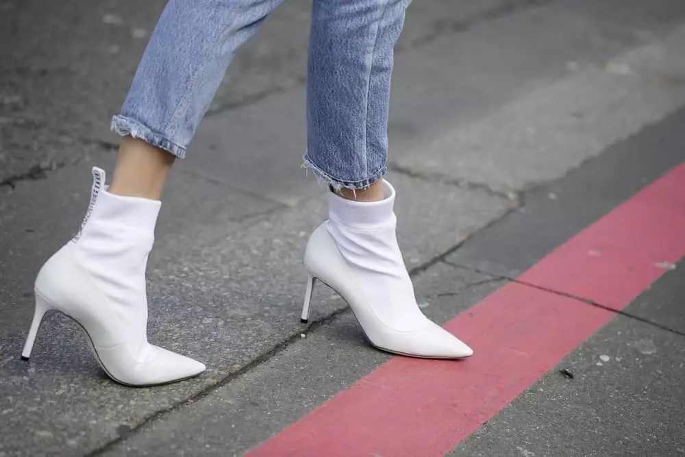 leather boots: clean white shoes