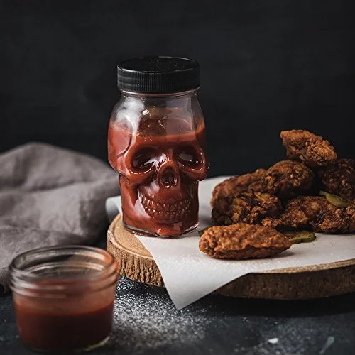 skull jar hot sauce: Halloween Gifts 
