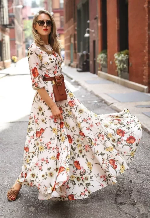  Floral Printed Maxi Dress 